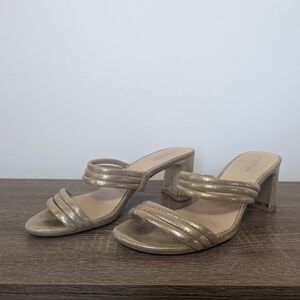 Gold slide mule sandals